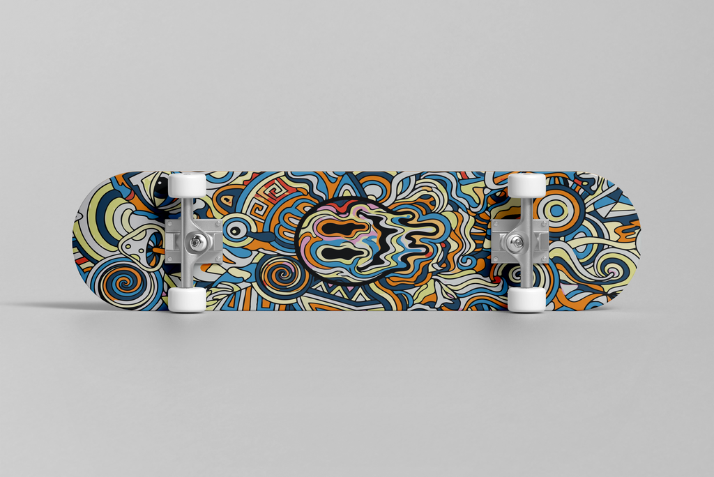 Trippy Smiley Skateboard Folie - Wrap für dein Deck